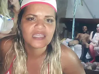 Paty Butt and friends turn beach carnival into a wild finale, bodies moving with unrestrained energy that defies the quiet night. Sand grits against skin like a secret thrill, pulling everyone into a climax of sweat and shouts that lingers like ocean waves crashing in ecstasy.