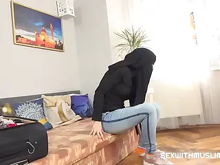 Muslim wife seeks escape through secret desires, her actions unfolding in a web of hidden passion. The tension builds as she explores new paths, breaths quickening with each step. A faint whisper in the dark heightens the forbidden allure, making the moment electric.