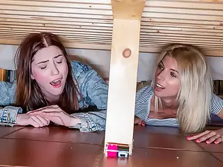 Pervert guy fucks stepmom and stepsis stuck under the bed, their trapped position adding a thrilling edge of surprise. Dust and shadows heighten the secrecy, as whispers turn to moans in the confined space. They make the most of it, bodies syncing in a forbidden, explosive rhythm.
